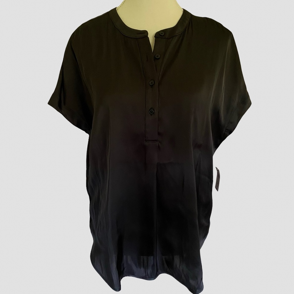Old Navy Black Satin Short Sleeve Dolman Popover Blouse Top-Sz-M